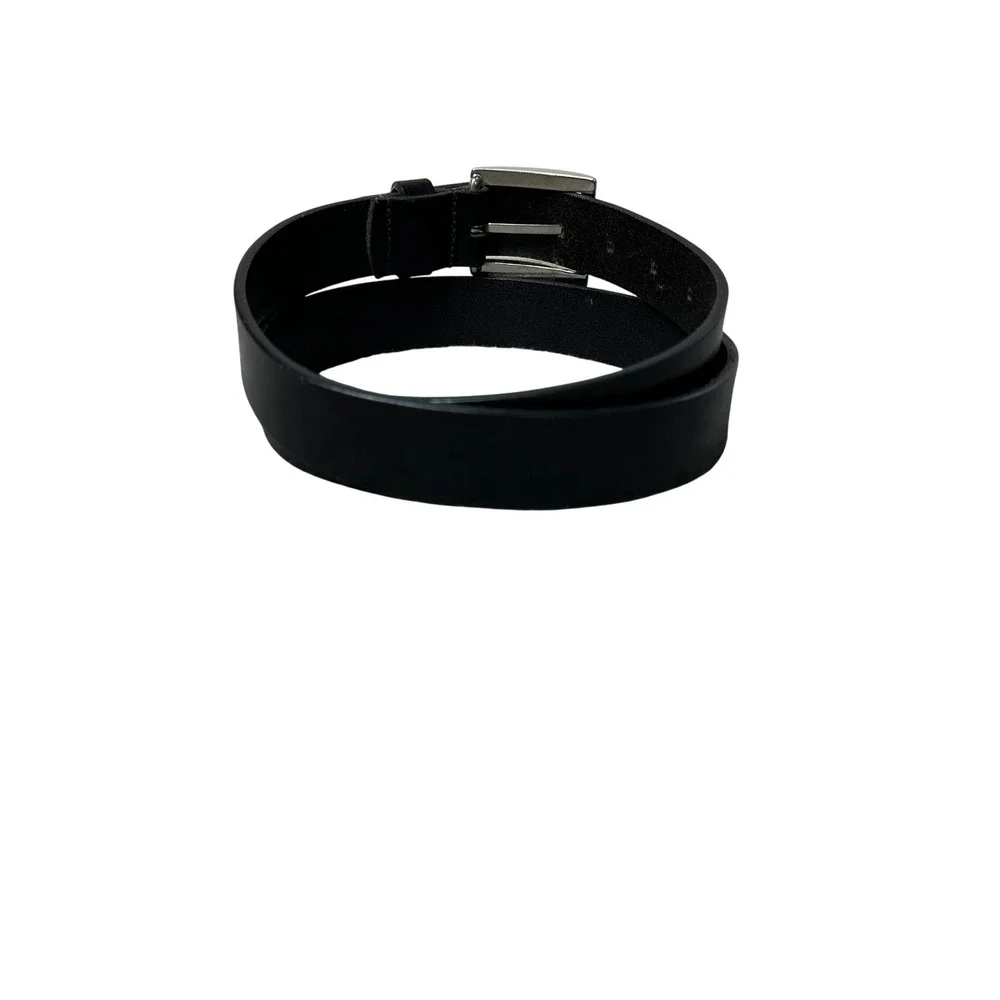 Banana Republic Mens Black Leather Belt Made in England Size 36 Silver Buckle